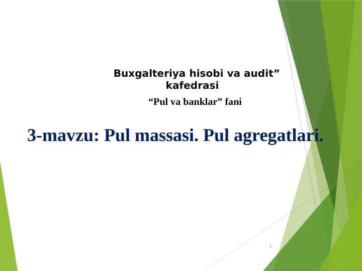 Pul massasi. Pul agregatlari