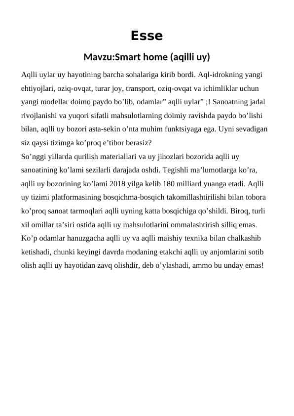 Smart home (Aqilli uy)