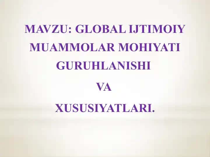 Global Ijtimoiy Muammolar