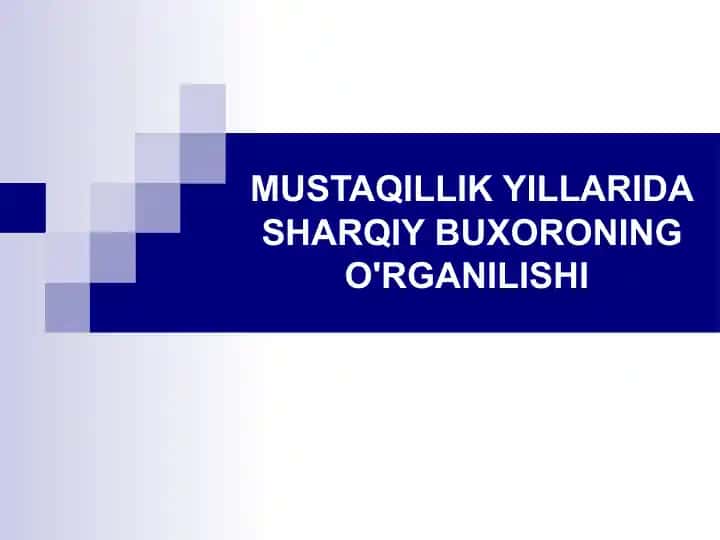MUSTAQILLIK YILLARIDA SHARQIY BUXORONING O'RGANILISHI