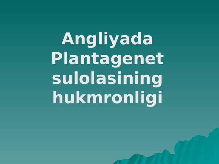 Angliyada Plantagenet sulolasining hukmronligi