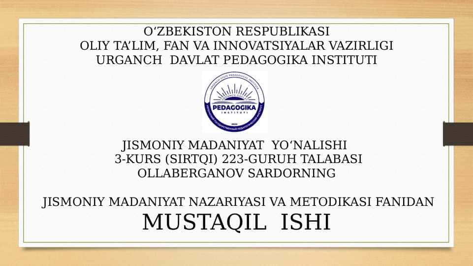 MAXSUS CHIDAMLILIKNING BAZI BIR TURLARINI TARBIYALASH METODIKASINING XUSUSIYATLARI