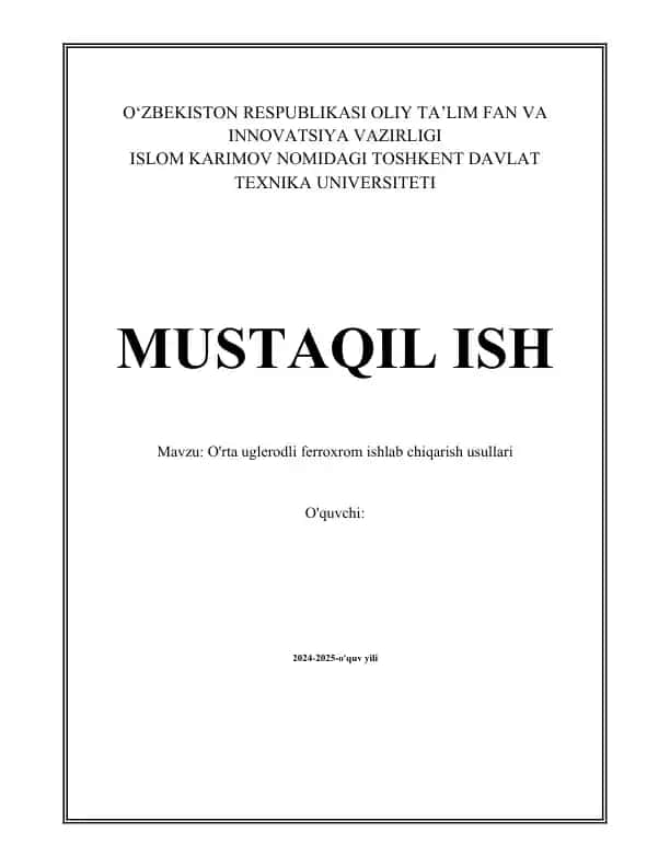 Ferroxrom ishlab chiqarishda xomashyo tanlovi