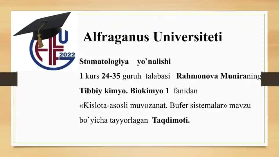 Kislota-asosli muvozanat. Bufer sistemalar
