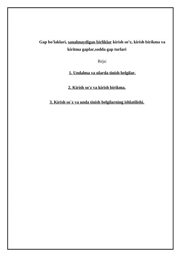 Gap bo'laklari sanalmaydigan birliklar.