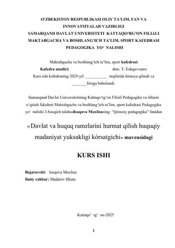 Davlat va huquq ramzlarini hurmat qilish
