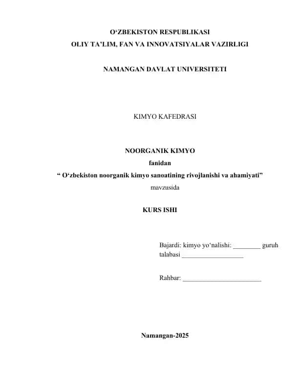 O‘zbekiston Noorganik Kimyo Sanoati: Rivojlanishi va Ahamiyati