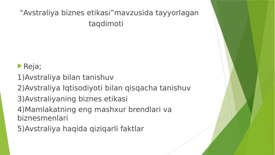 “Avstraliya biznes etikasi” pptx