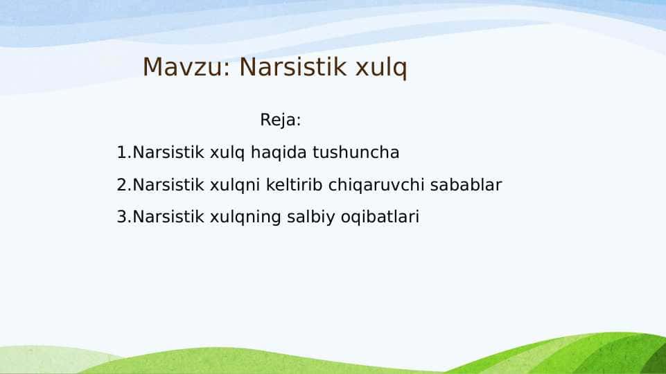 nartsistik xulq.