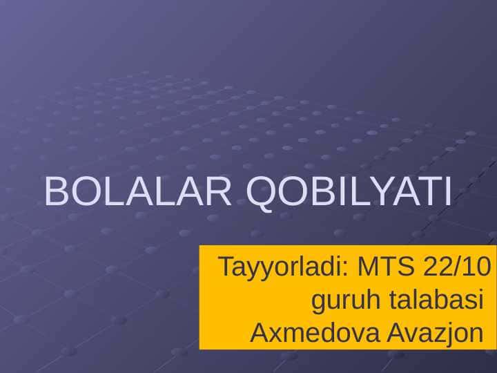 BOLALAR QOBILYATI
