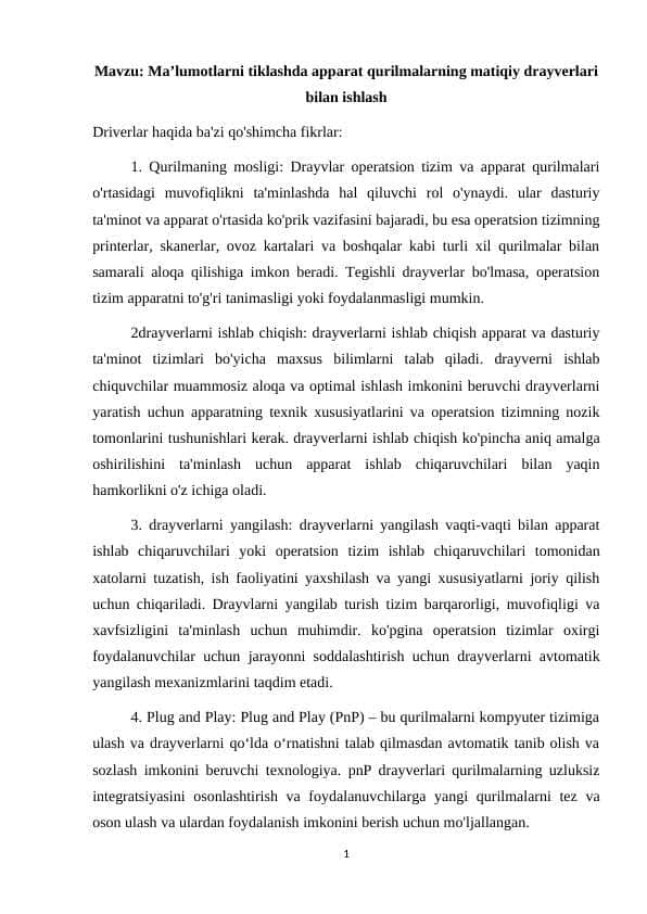 Ma’lumotlarni tiklashda apparat qurilmalarning matiqiy drayverlari bilan ishlash