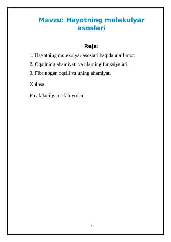 Hayotning molekulyar asoslari, Fibrinogen
