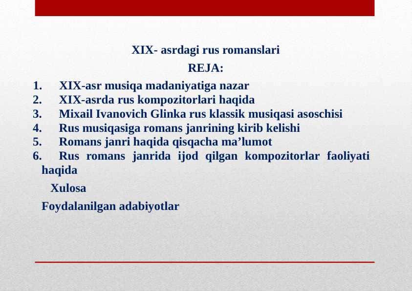 XIX- asrdagi rus romanslari