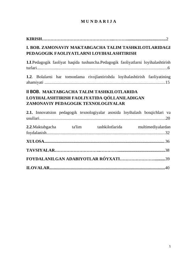 ZAMONAVIY MAKTABGACHA TAʼLIM TASHKILOTLARIDAGI PEDAGOGIKA FAOLIYATLAR