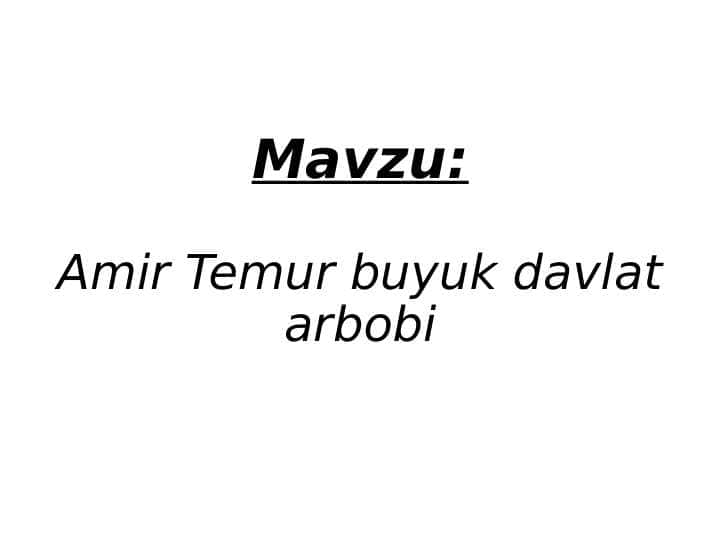 Amir Temur buyuk sarkarda