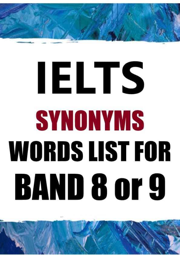 Synonyms Word List A-Z Band 8 or 9. English.