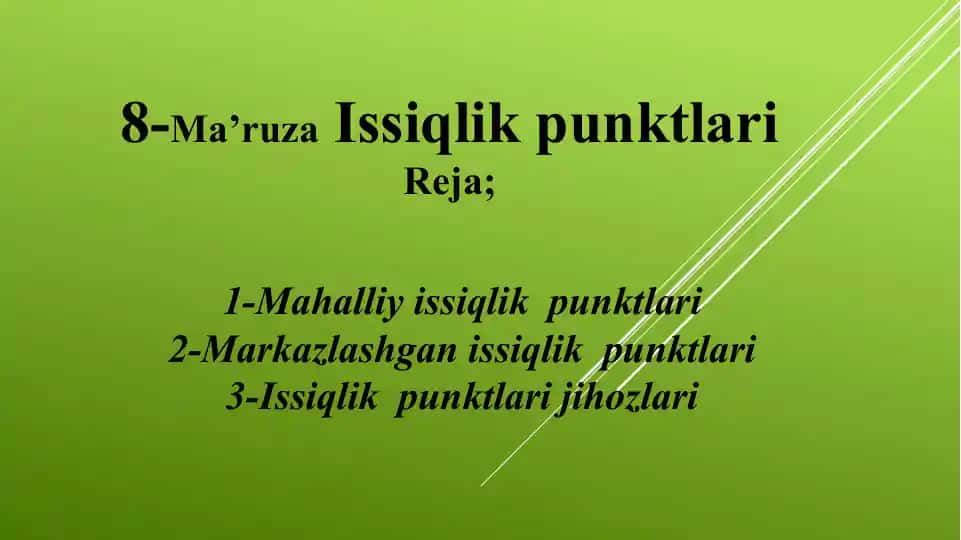 Ma’ruza Issiqlik Punktlari