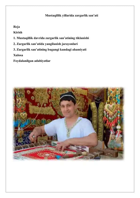 Mustaqillik yillarida zargarlik san’ati.