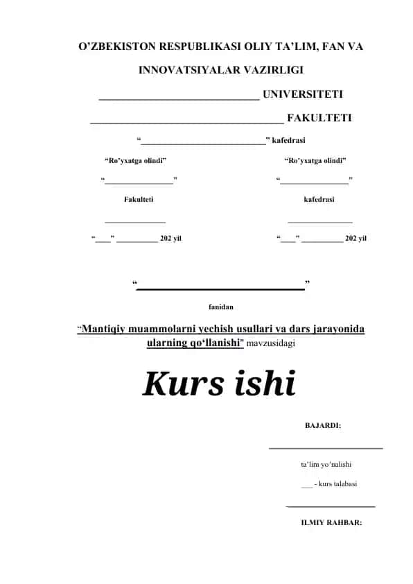 Mantiqiy muammolarni yechish usullari va dars jarayonida ularning qo‘llanishi