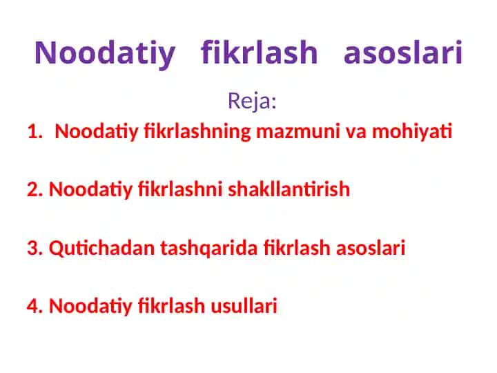 Noodatiy fikrlash asoslari