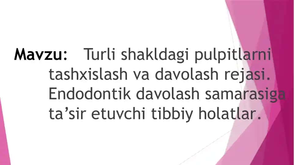 pulpitlarni tashxislash va davolash