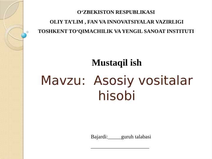 Asosiy vositalar hisobi