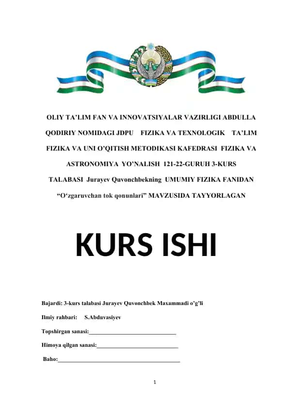 Fizika va Uni O’qitish Metodikasi