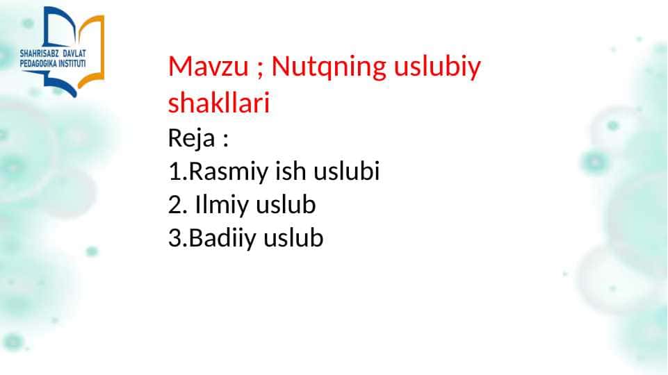 Nutqning uslubiy shakllari