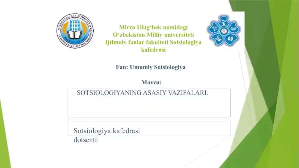 SOTSIOLOGIYANING ASASIY VAZIFALARI.