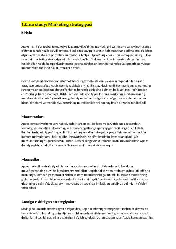 Marketing keys: Marketing strategiyasi #1
