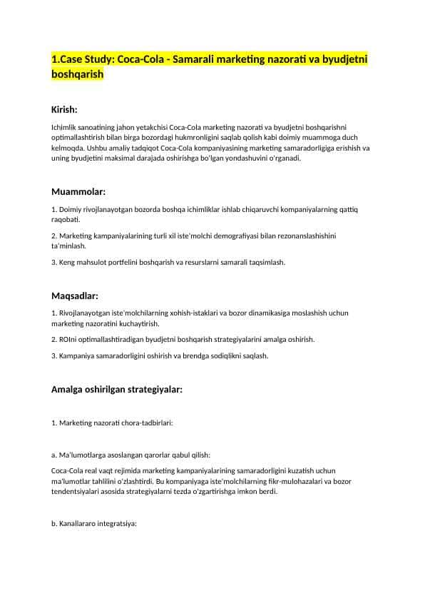 Marketing keys: Marketing nazorati va byudjeti