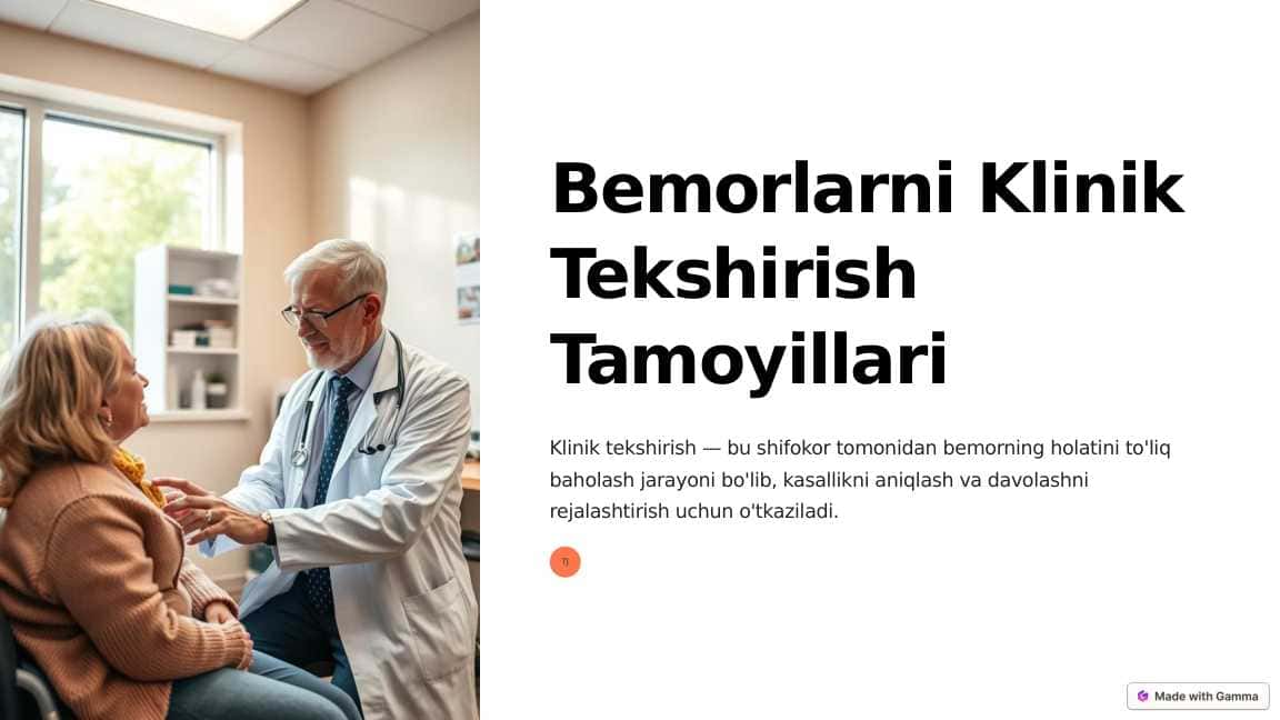 Bemorlarni Klinik Tekshirish Tamoyillari