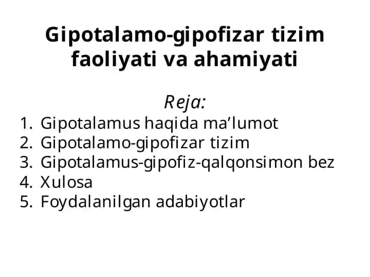 Gipotalamo-gipofizartizimfaoliyativaahamiyati