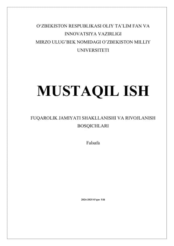 FUQAROLIK JAMIYATI SHAKLLANISHI VA RIVOJLANISH BOSQICHLARI