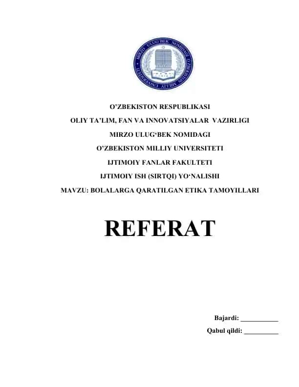 BOLALARGA QARATILGAN ETIKA TAMOYILLARI