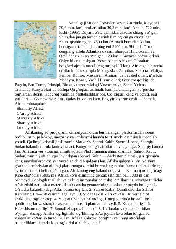 Afrika materigidagi davlat nomlari ma’nolari