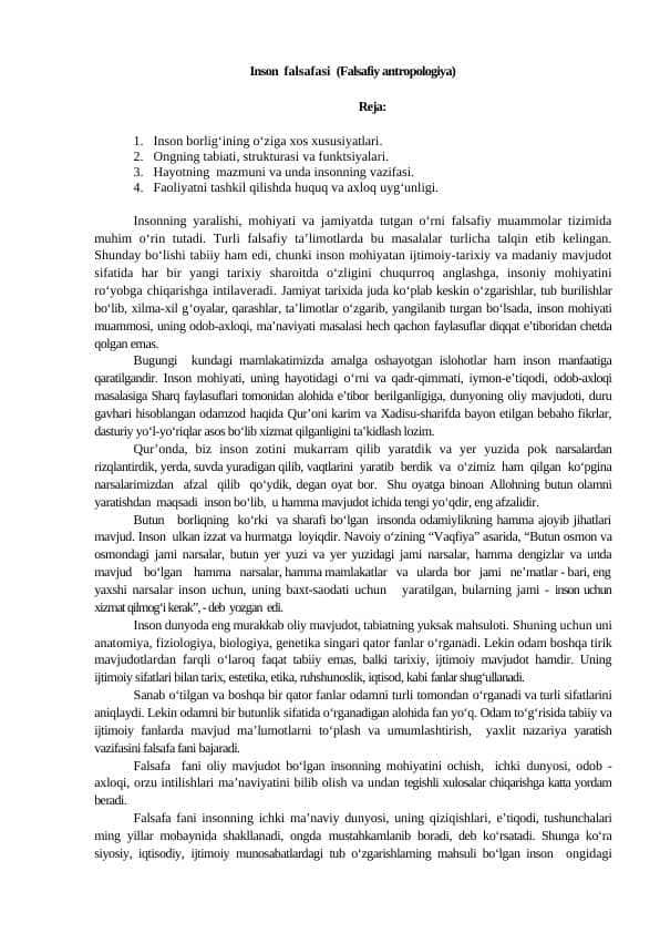 Insоn falsafasi (Falsafiy antropologiya)