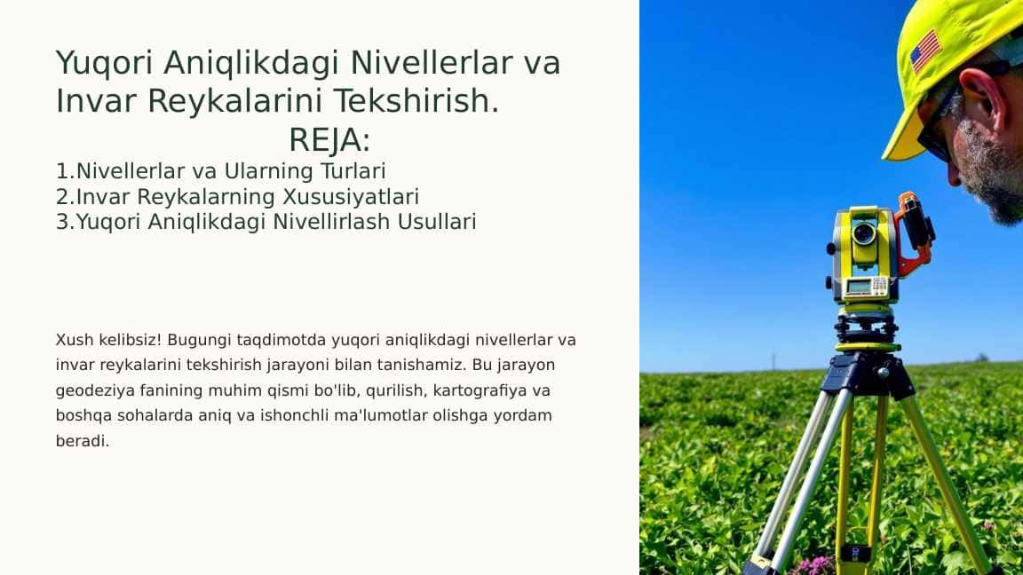 Yuqori aniqlikdagi nivellerlar va invar reykalarni tekshirish