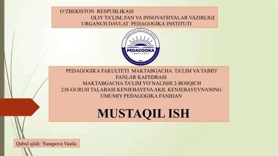Mirzo Ulug‘bekning pedagogik g‘oyalari va marifatparvarlik foaliyati