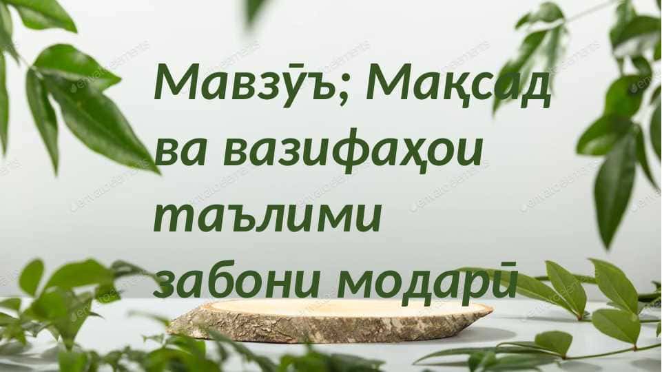 Мақсад ва вазифаҳои таълими забони модари