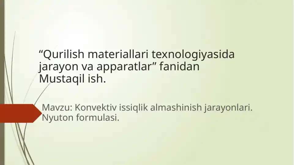 Konvektiv issiqlik almashinish jarayonlari