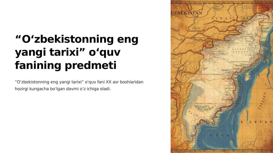 O'zbekistonning eng yangi tarixi. O'quv fanining predmeti, maqsad va vazifalari, nazariy-metodolog tamoillari