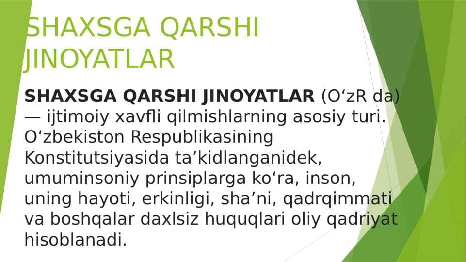 SHAXSGA QARSHI JINOYATLAR