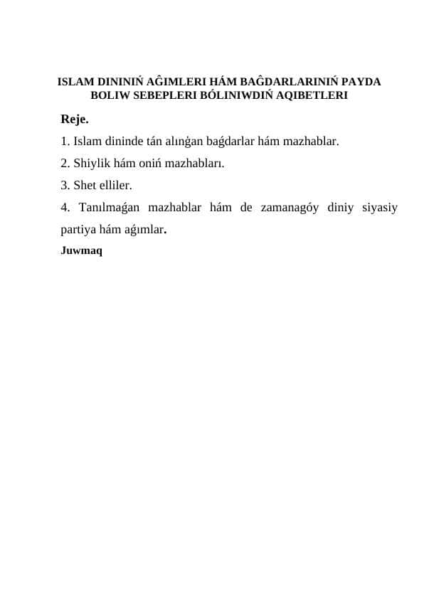 Islam dini qoraqolpoq tilida