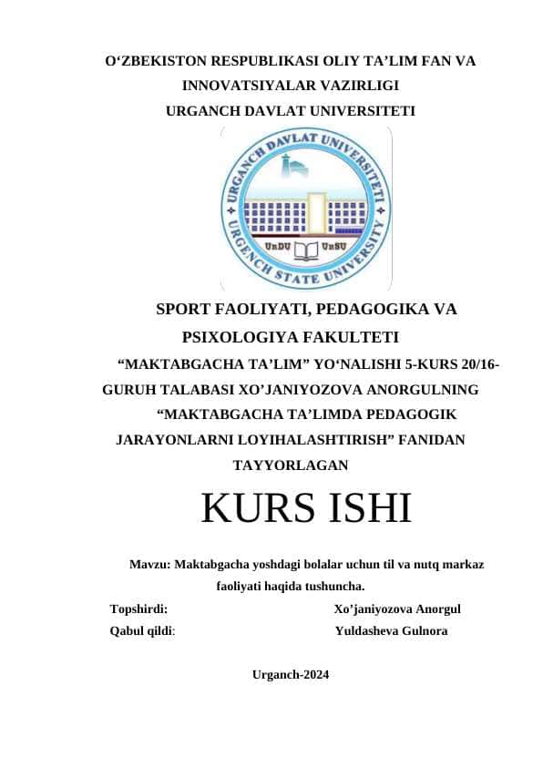 Maktabgacha yoshdagi bolalar uchun til va nutq markaz faoliyati haqida tushuncha.