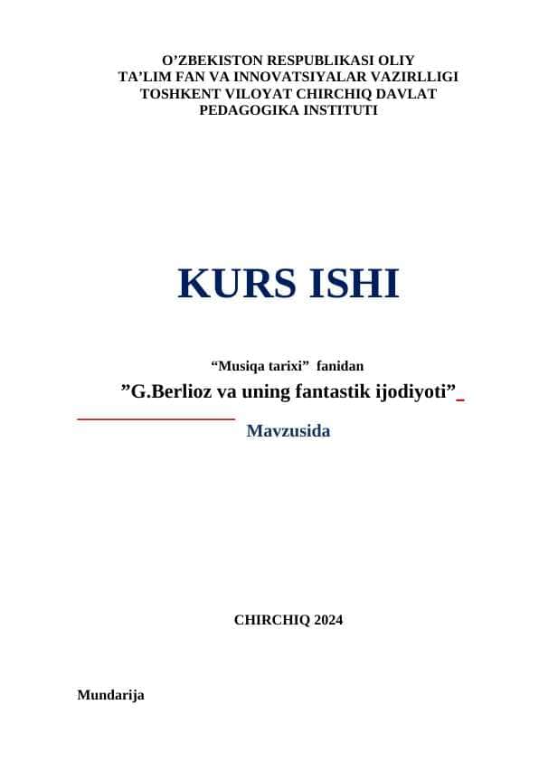 G.Berlioz va uning fantastik ijodiyoti