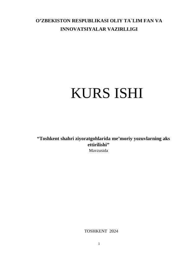 Toshkent shahri ziyoratgohlarida me’moriy yozuvlarning aks ettirilishi