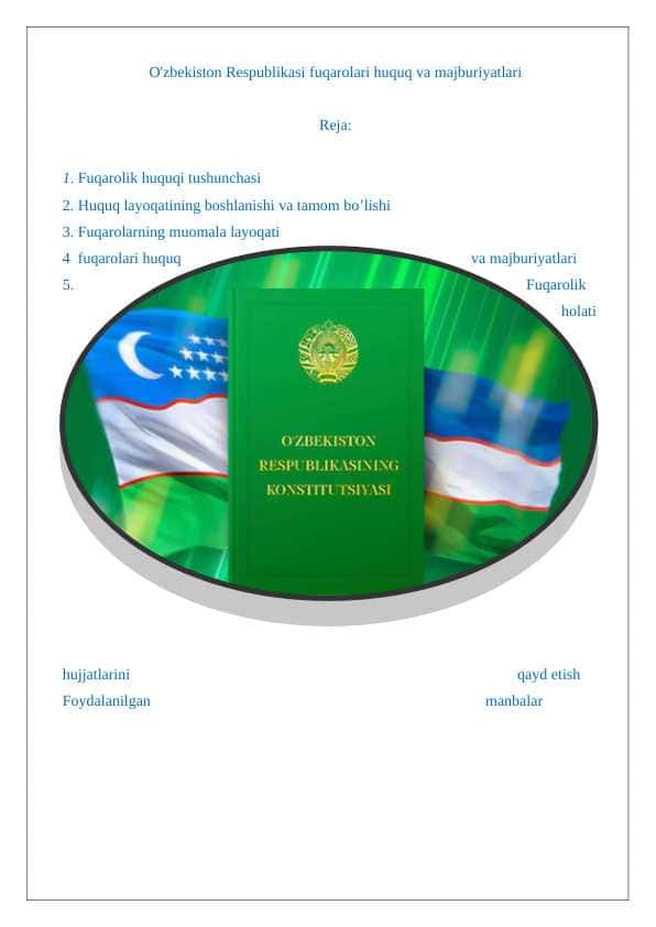 O'zbekiston Respublikasi fuqarolari huquq va majburiyatlari 24