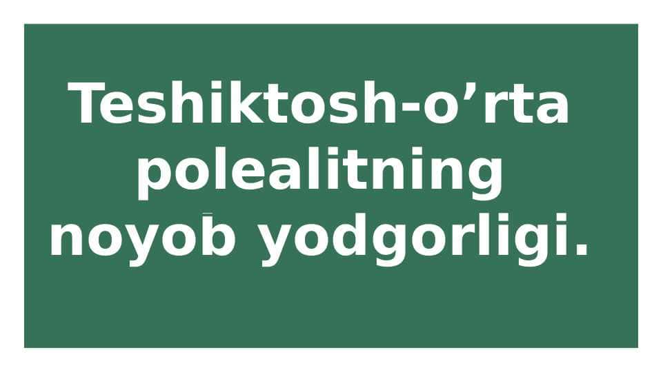 Teshiktosh-o’rta polealitning noyob yodgorligi.