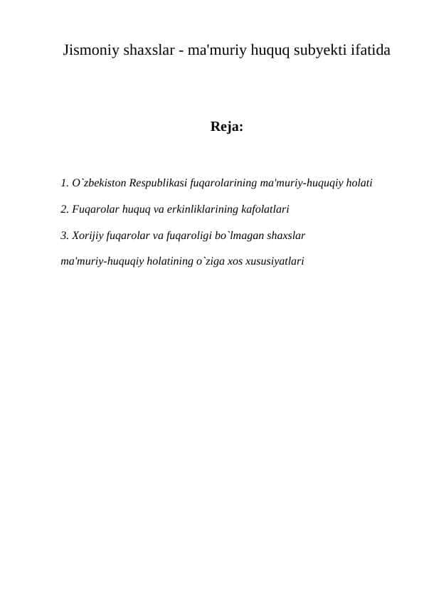 Jismoniy shaxslar - ma'muriy huquq subyekti ifatida